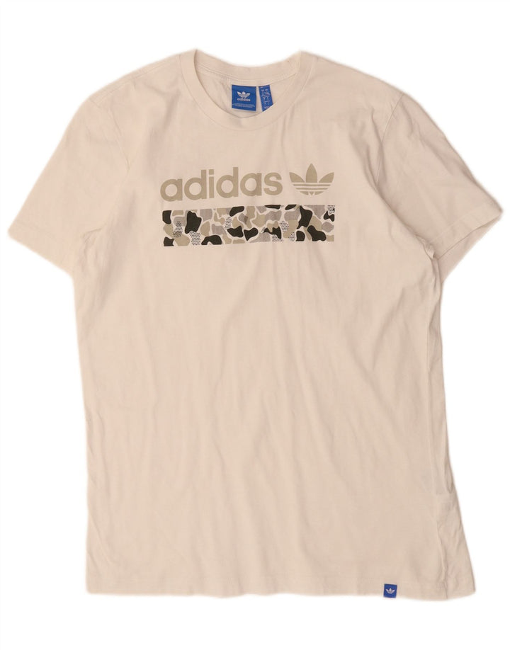 Ανδρικό γραφικό T-Shirt Adidas Top μεγάλο λευκό βαμβακερό