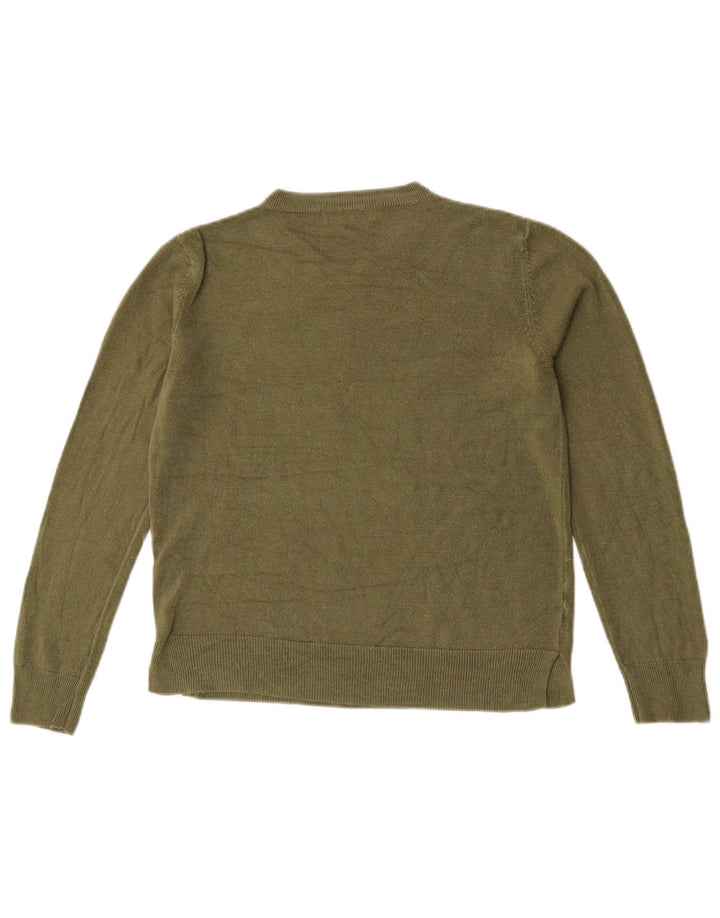 Marks & Spencer Γυναικείο πουλόβερ με λαιμόκοψη UK 12 Medium Khaki Acrylic