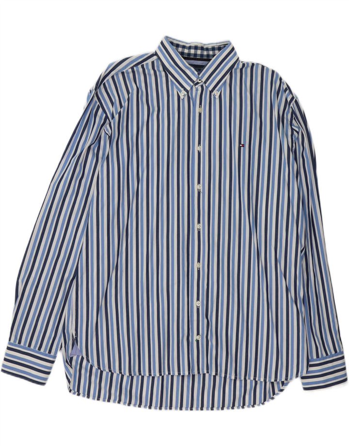 TOMMY HILFIGER Ανδρικό πουκάμισο XL Μπλε ριγέ βαμβακερό