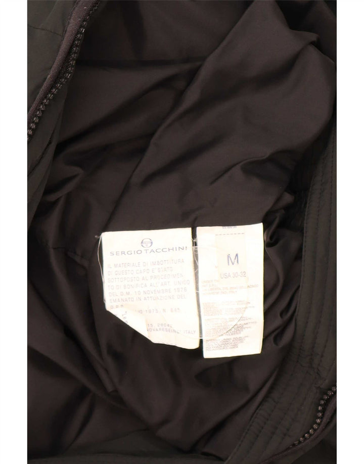 Sergio Tacchini Ανδρικό γραφικό μπουφάν με επένδυση UK 38 μεσαίο μαύρο πολυεστέρα