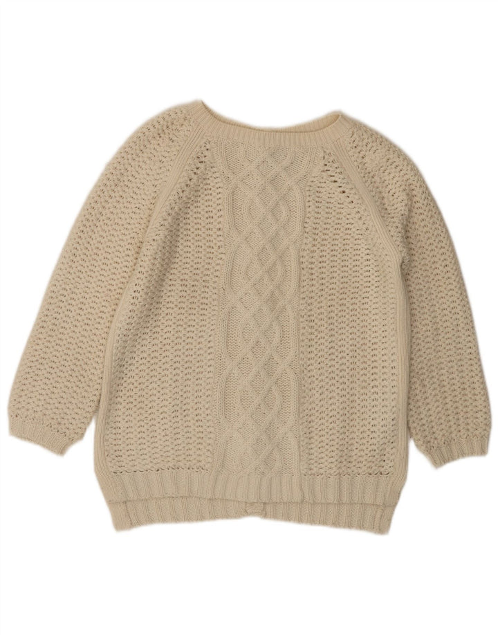 VINTAGE Γυναικείο Ζακέτα με μανίκια 3/4 UK 14 Ακρυλικό μεσαίο υπόλευκο