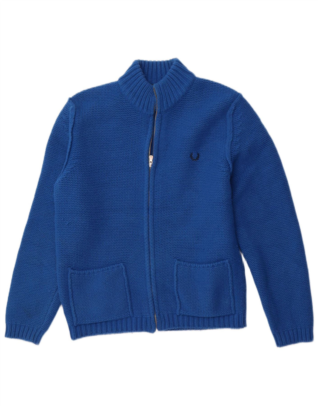 FRED PERRY Γυναικεία ζακέτα πουλόβερ UK 16 Large Blue Wool