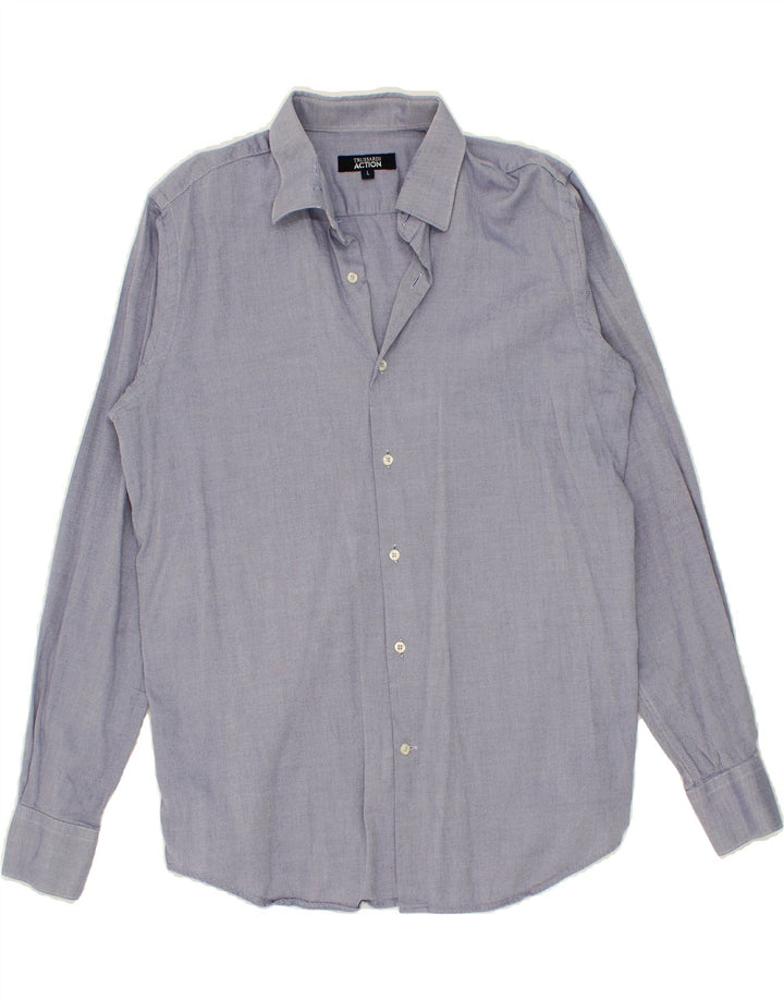 TRUSSARDI Mens Shirt Large Blue Vintage Trussardi and Second-Hand Trussardi from Messina Hembry 