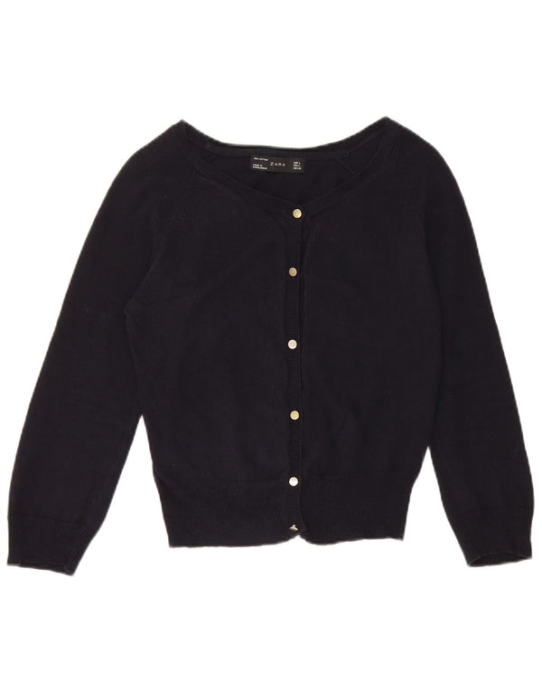 Zara Γυναικεία Ζακέτα Crop UK 14 Large Navy Blue