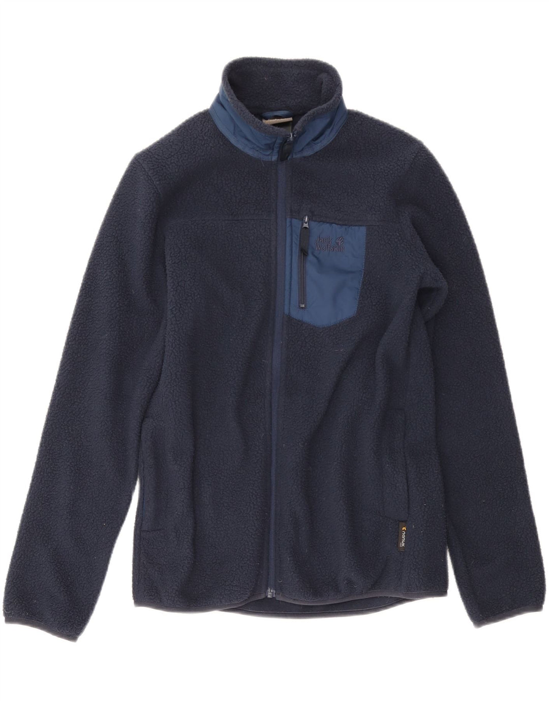 JACK WOLFSKIN Boys Fleece Jacket 13-14 ετών Navy Blue Colorblock