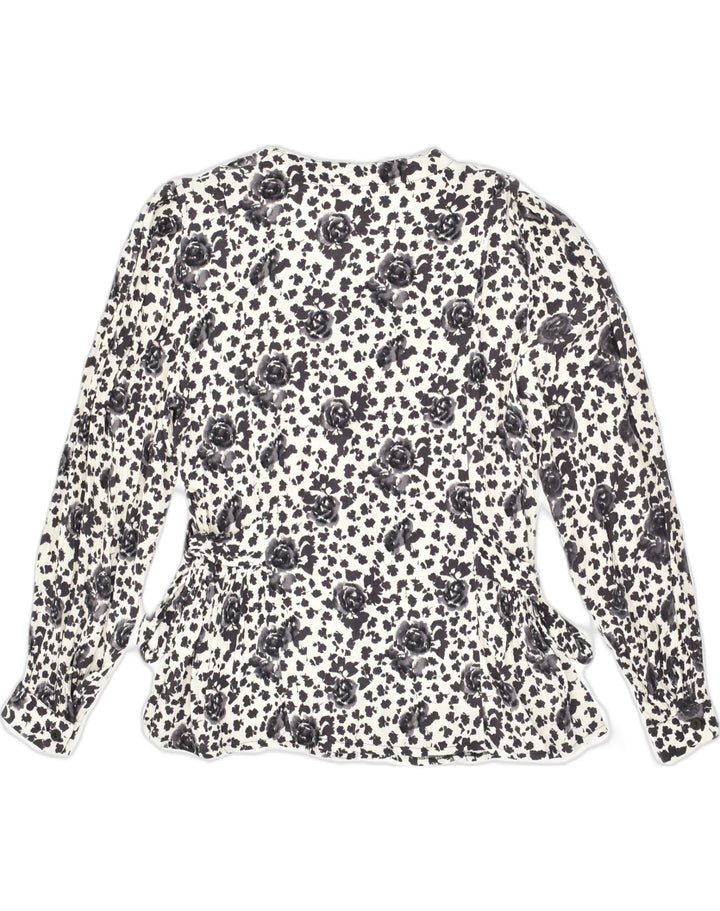 VINTAGE Womens Shirt Blouse UK 14 Medium White Floral Viscose | Vintage Vintage | Thrift | Second-Hand Vintage | Used Clothing | Messina Hembry 