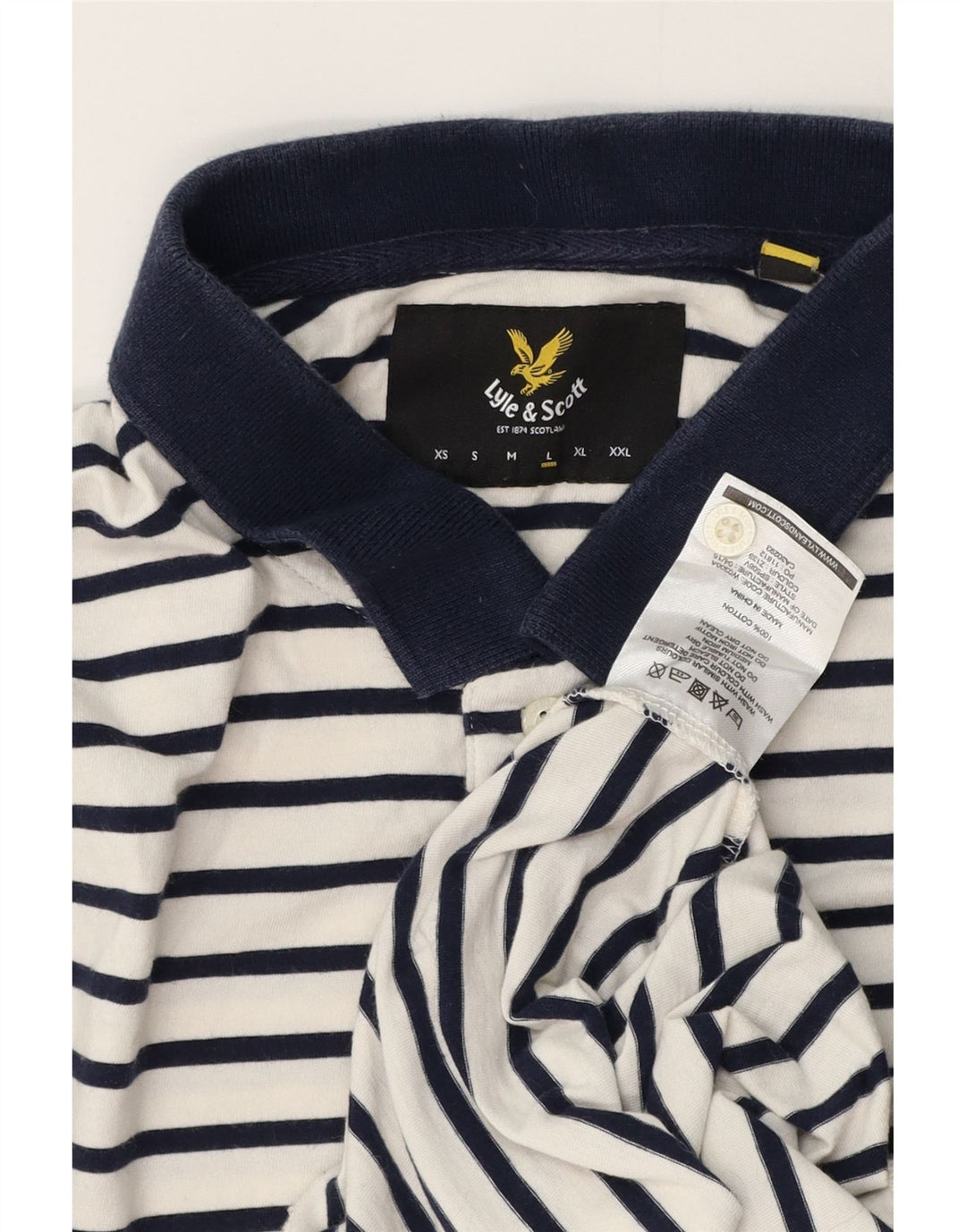 Lyle & Scott Ανδρικό πουκάμισο πόλο μεγάλο λευκό βαμβακερό ριγέ