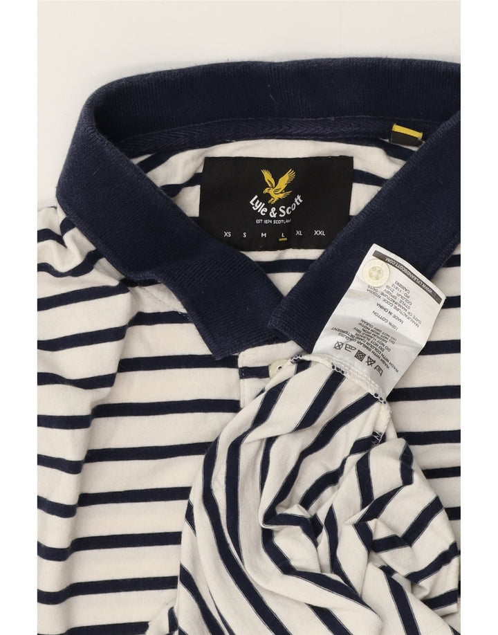 Lyle & Scott Ανδρικό πουκάμισο πόλο μεγάλο λευκό βαμβακερό ριγέ
