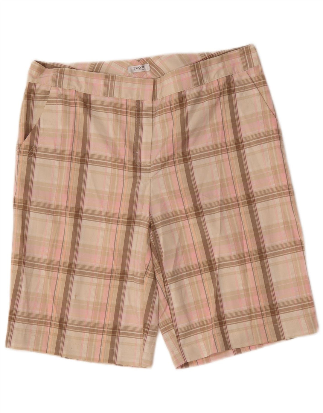 Izod Γυναικείο σορτς Chino US 8 Medium W32 Pink Check Polyester