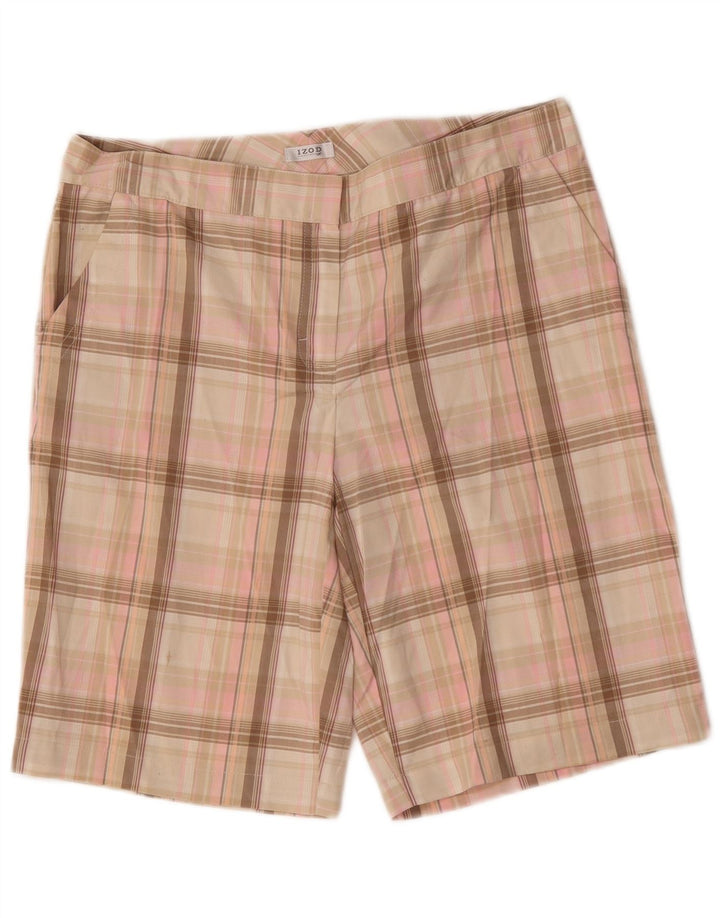 Izod Γυναικείο σορτς Chino US 8 Medium W32 Pink Check Polyester