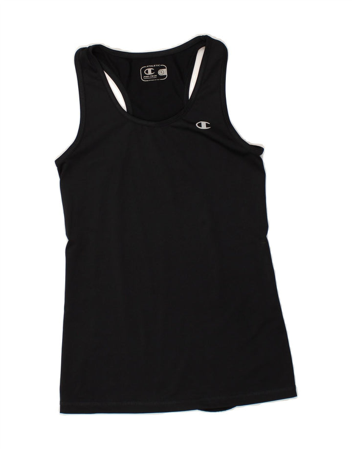 CHAMPION Womens Vest Top UK 8 Small Black | Vintage Champion | Thrift | Second-Hand Champion | Used Clothing | Messina Hembry 