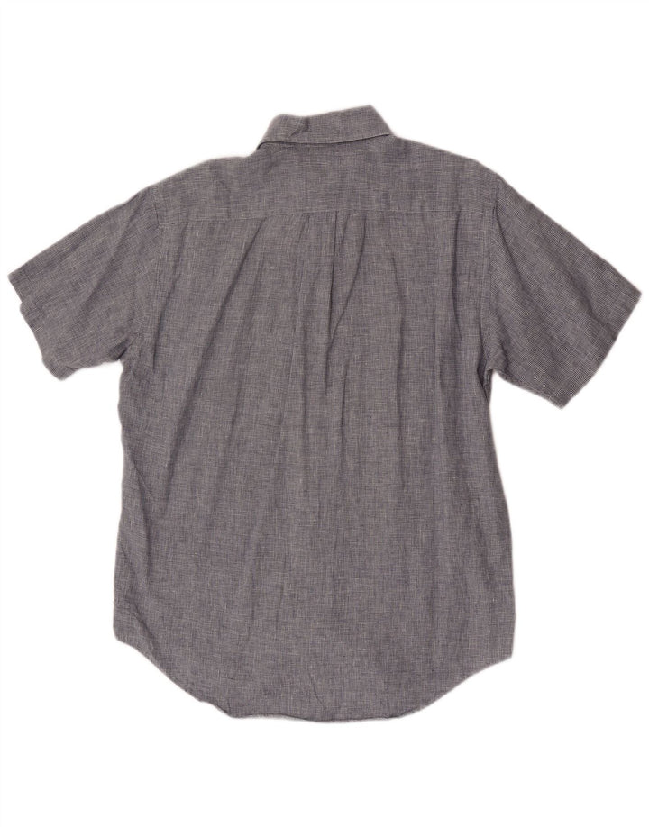 Brooks Brothers Ανδρικό κοντομάνικο πουκάμισο μεσαίο μπλε Houndstooth