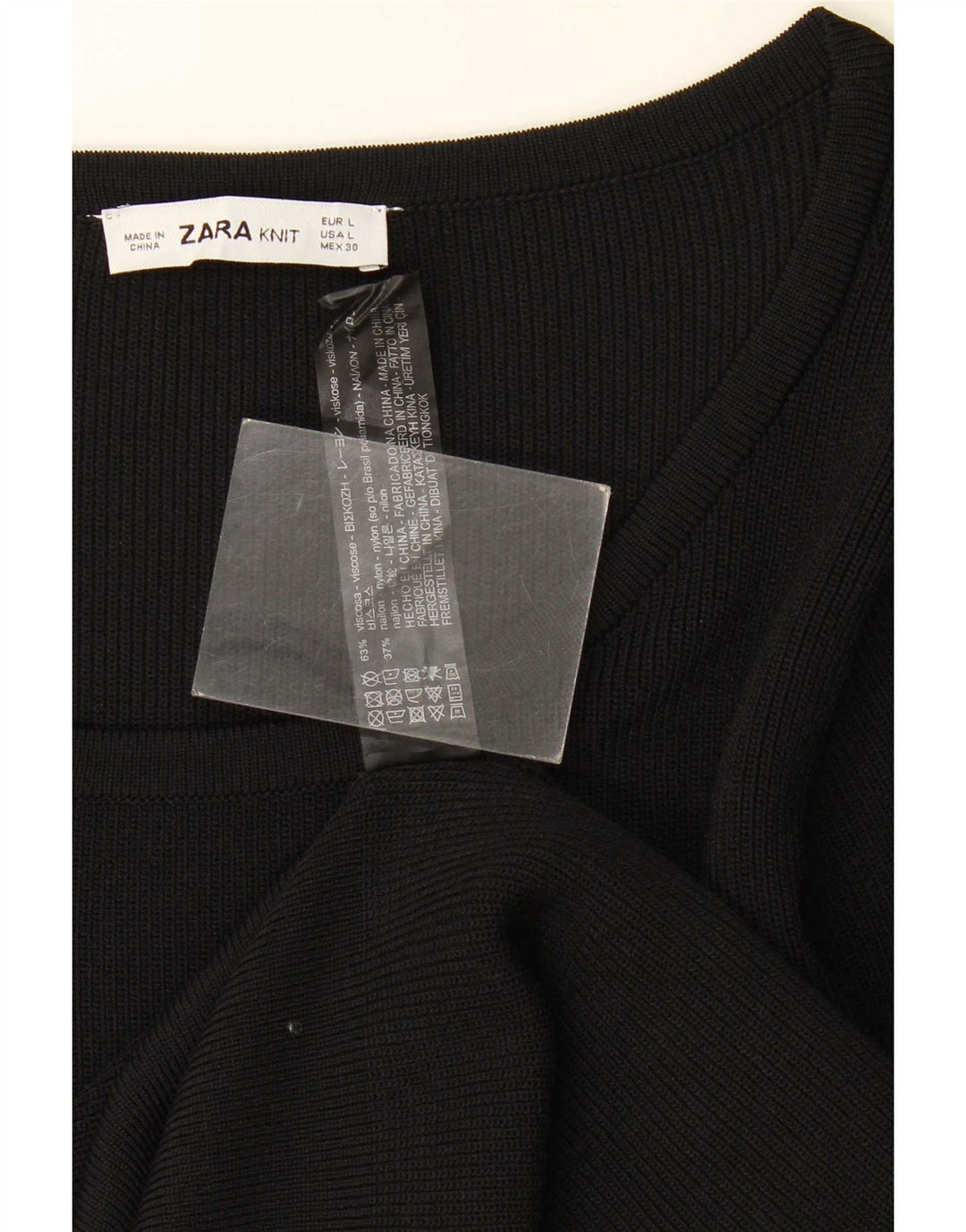 Zara Γυναικείο τοπ Μακρύ μακρυμάνικο UK 14 Μεγάλη μαύρη βισκόζη