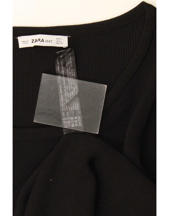 Zara Γυναικείο τοπ Μακρύ μακρυμάνικο UK 14 Μεγάλη μαύρη βισκόζη