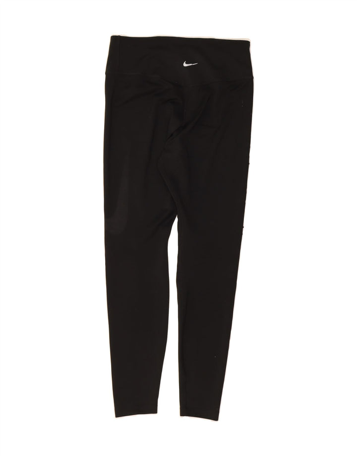NIKE Womens Dri Fit Graphic Leggings UK 12 Medium Black Polyester Vintage Nike and Second-Hand Nike from Messina Hembry 