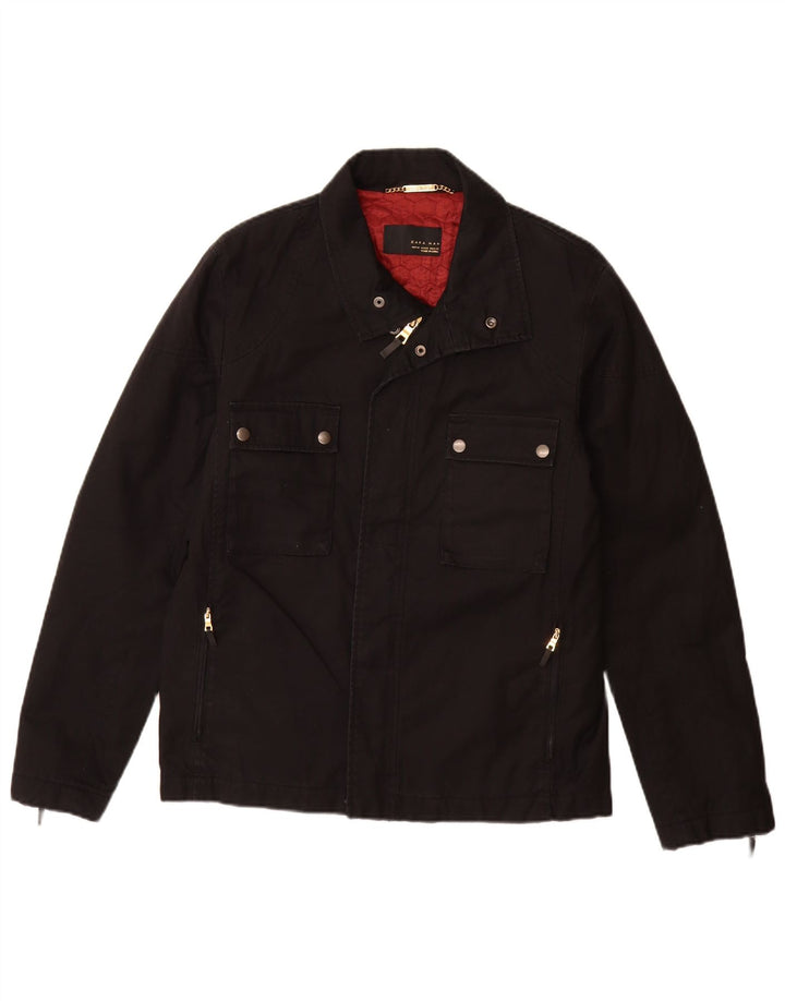 Ανδρικό τζάκετ ZARA Utility UK 38 Μεσαίο Μαύρο Βαμβακερό