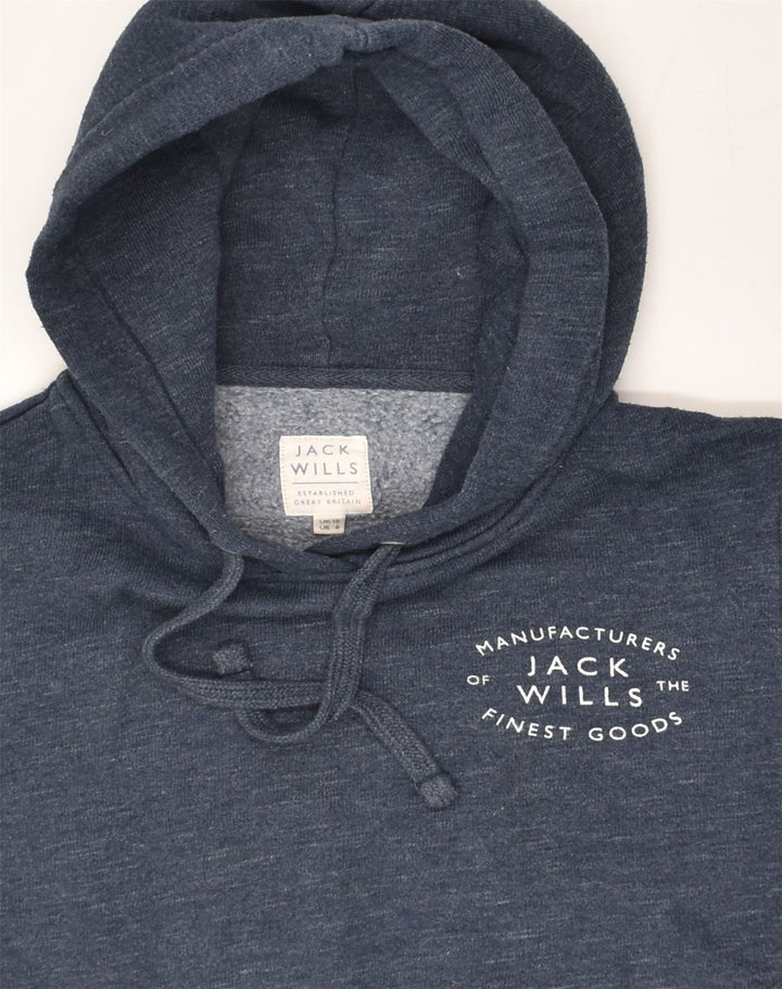 JACK WILLS Womens Graphic Hoodie Jumper UK 10 Small Navy Blue Cotton | Vintage Jack Wills | Thrift | Second-Hand Jack Wills | Used Clothing | Messina Hembry 