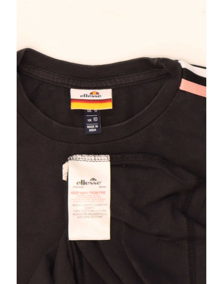 Ellesse Γυναικείο T-Shirt Top UK 10 Small μαύρο βαμβακερό