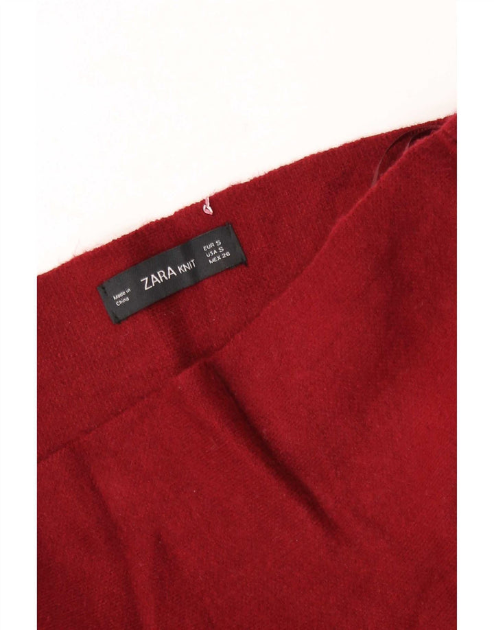 Zara Γυναικεία Πλεκτή Φούστα με Flared Μικρή W26 Βουργουνδία