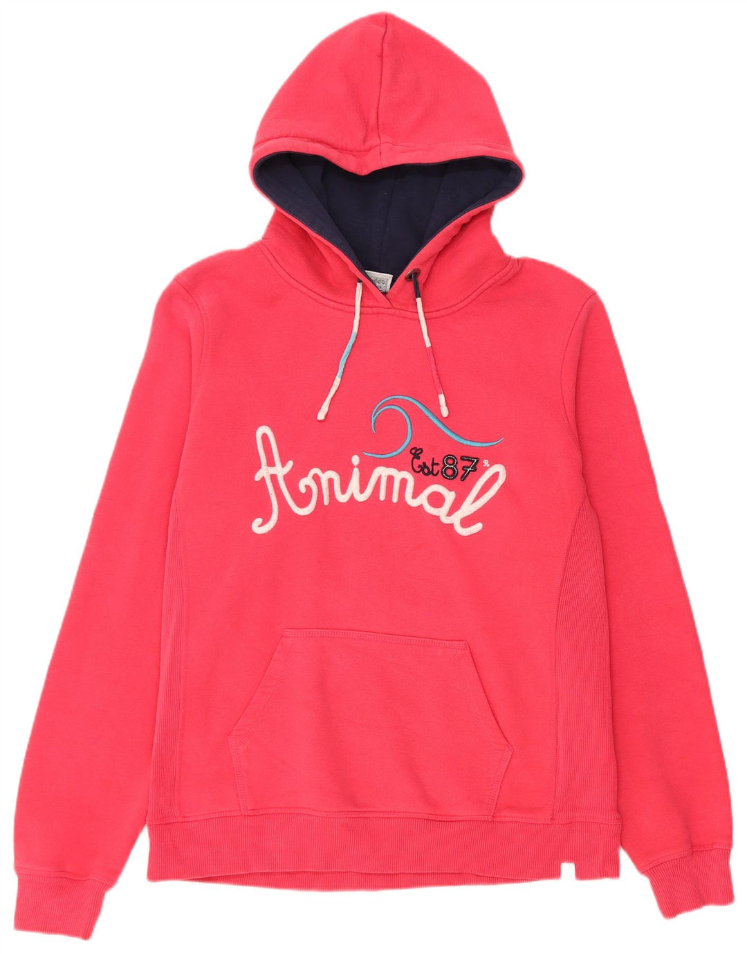 ANIMAL Γυναικείο Γραφικό Hoodie Jumper UK 16 μεγάλο ροζ βαμβακερό
