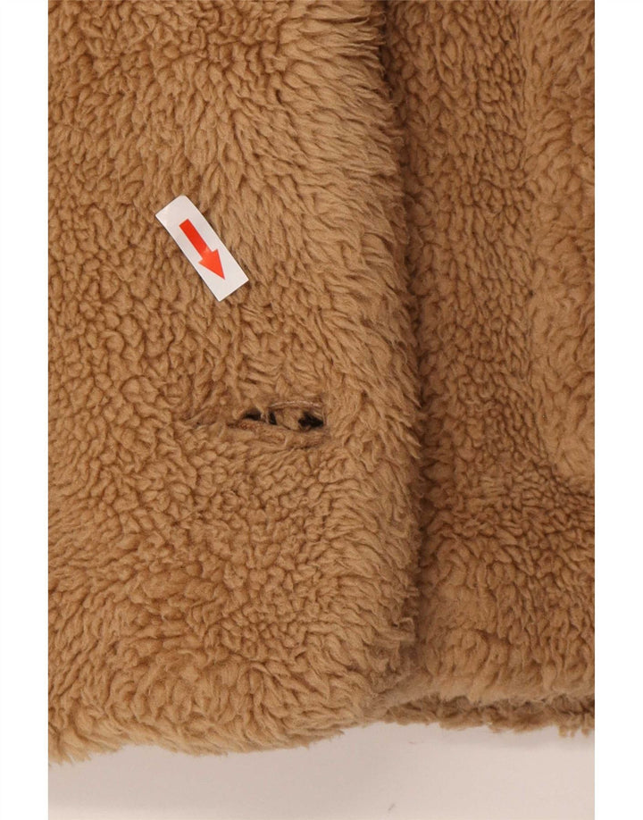 Zara Γυναικείο Μπουφάν Sherpa Oversized UK 6 XS καφέ πολυεστέρας