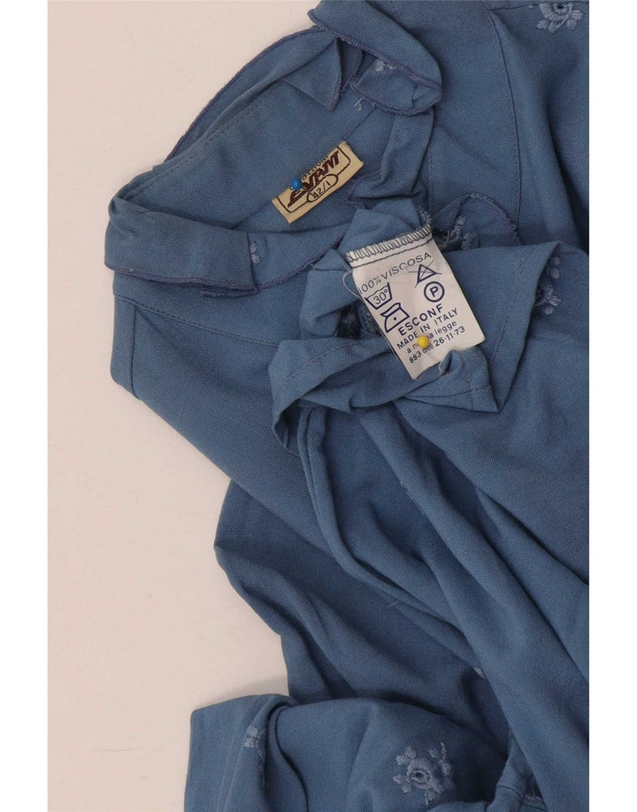 Vintage Γυναικείο Πουκάμισο Μπλούζα IT 42 Medium Blue Floral Viscose