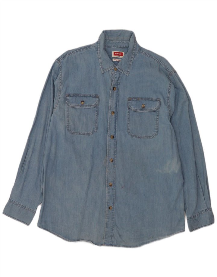 Ανδρικό τζιν πουκάμισο Wrangler με κανονική εφαρμογή, μεγάλο μπλε βαμβακερό