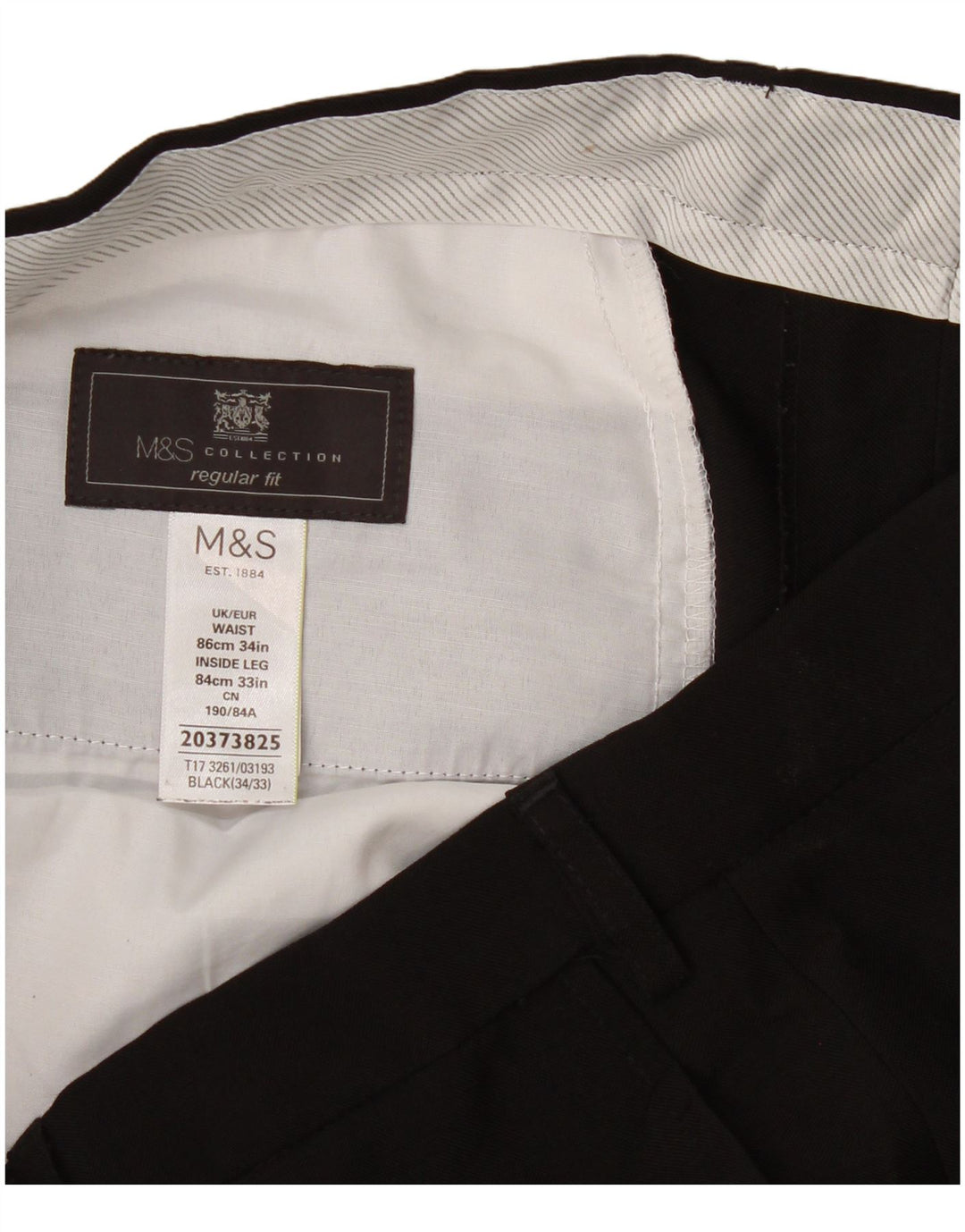 Marks & Spencer Ανδρικό ίσιο παντελόνι με κανονική εφαρμογή W34 L33 Μαύρο