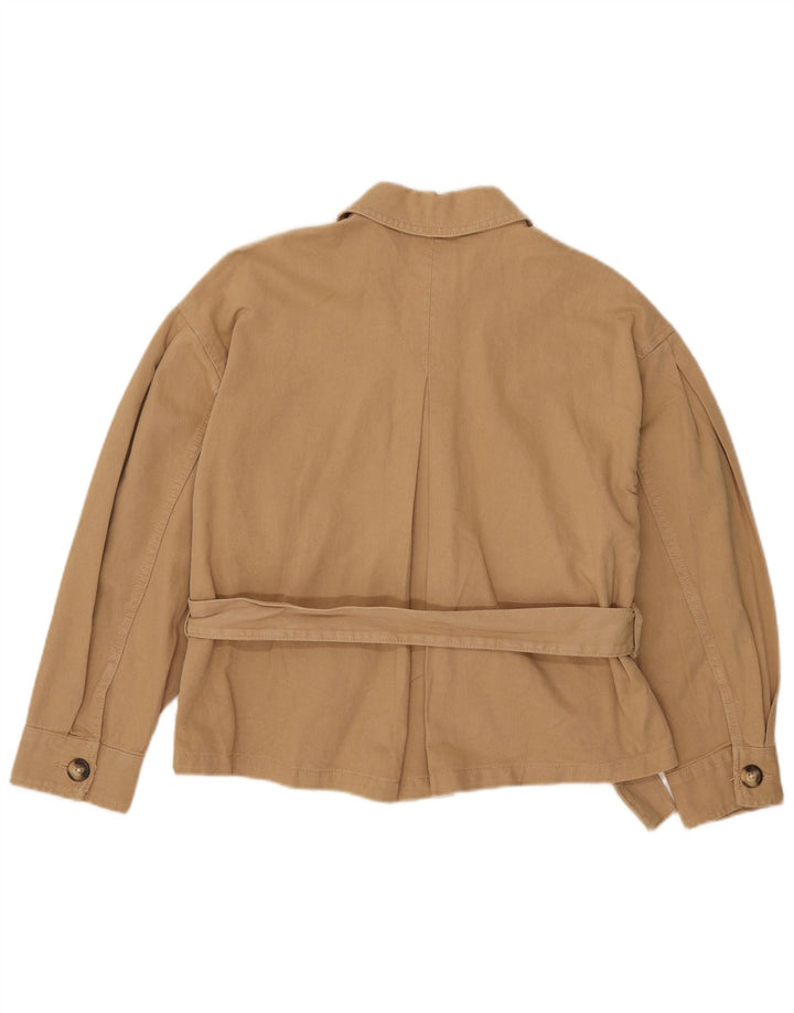 Zara Γυναικείο μανίκι 3/4 Oversized Utility Jacket UK 10 Small Beige βαμβακερό