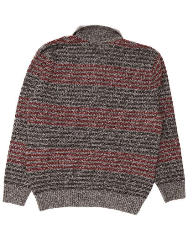 Ανδρικό πουλόβερ Barisal Polo Neck Jumper Μεσαίο γκρι ριγέ πολυακρυλικό