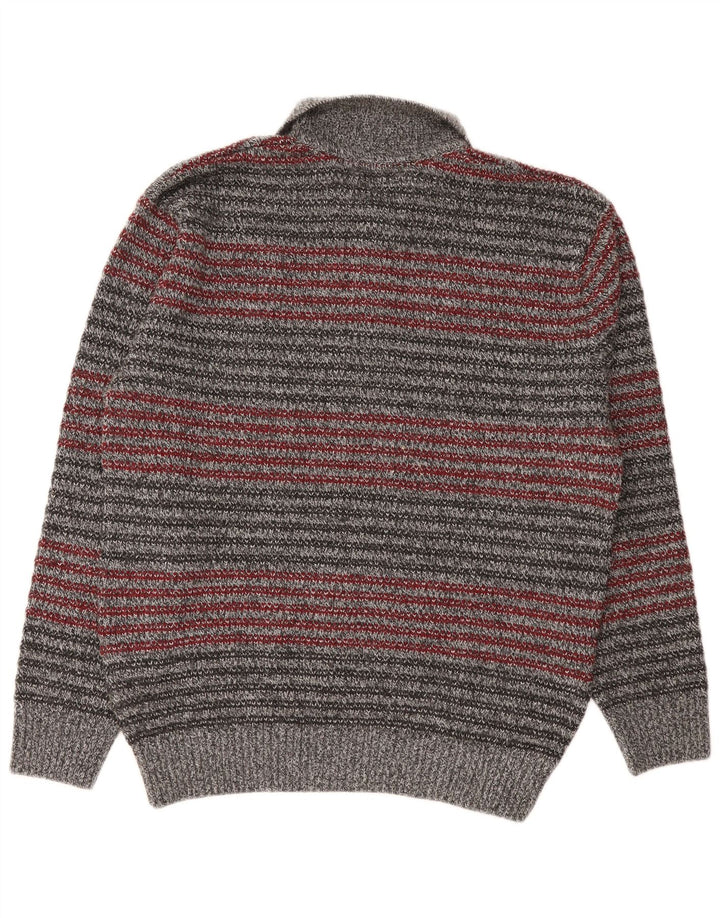Ανδρικό πουλόβερ Barisal Polo Neck Jumper Μεσαίο γκρι ριγέ πολυακρυλικό