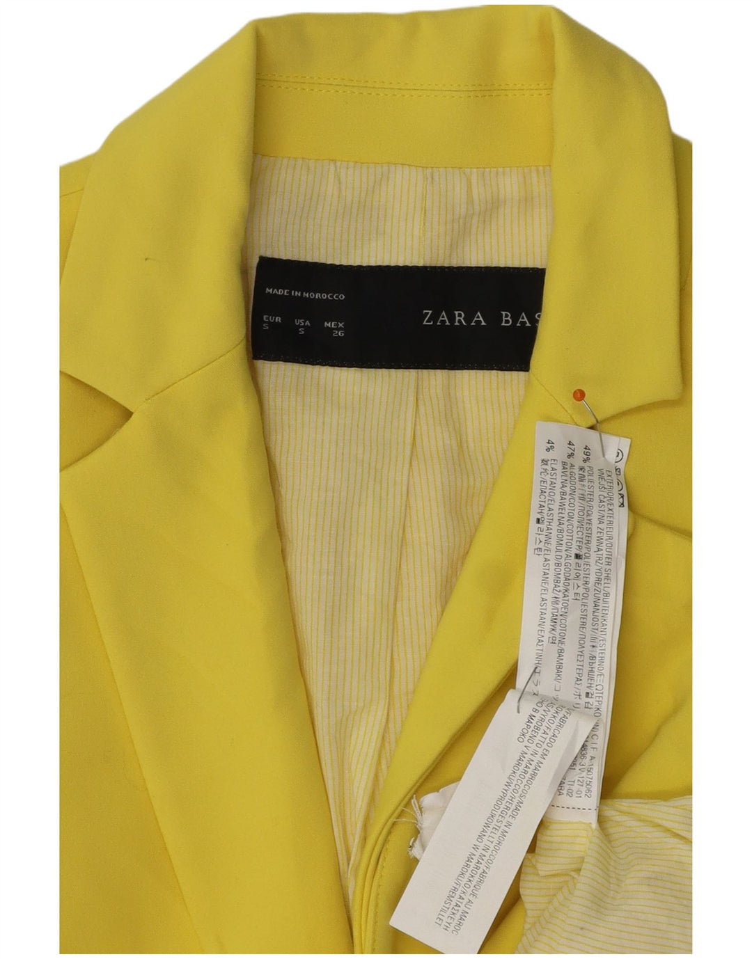 ZARA Γυναικείο σακάκι με 1 κουμπί UK 10 Small Yellow Polyester