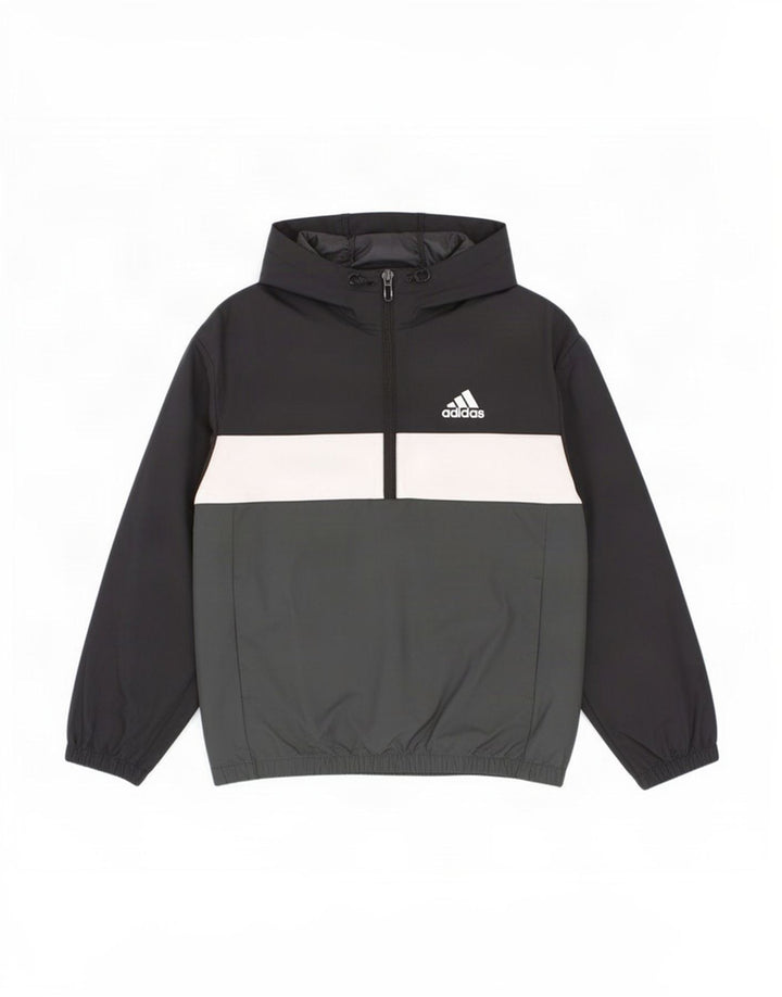 Adidas Boys με κουκούλα πουλόβερ Rain Jacket 7-8 Years Black Colourblock