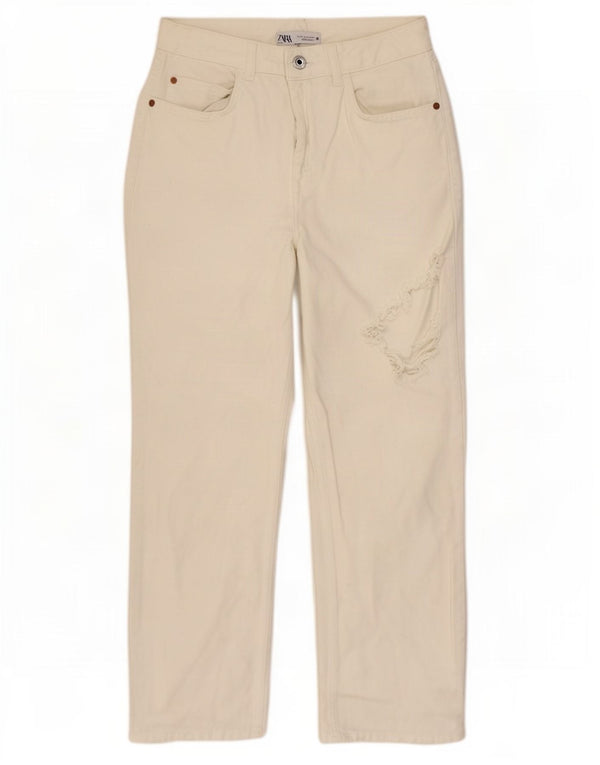 Zara γυναικείο τζιν ψηλόμεσο EU 36 XS W26 L26 λευκό βαμβακερό