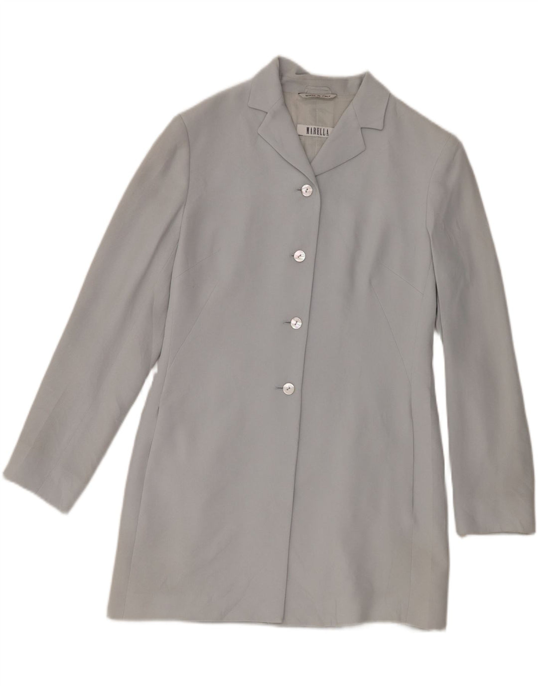 Marella Γυναικείο σακάκι Longline με 4 κουμπιά UK 10 Small Blue Rayon