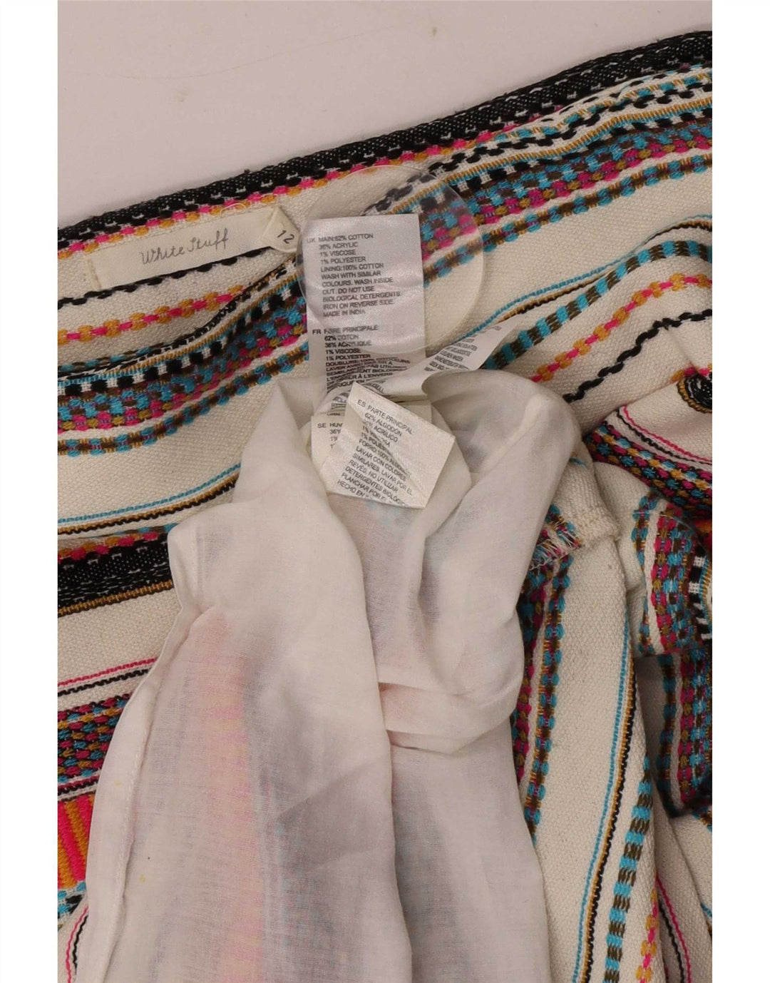 White Stuff Γυναικεία Μίνι Φούστα UK 12 Medium W32 Πολύχρωμη ριγέ βαμβακερή