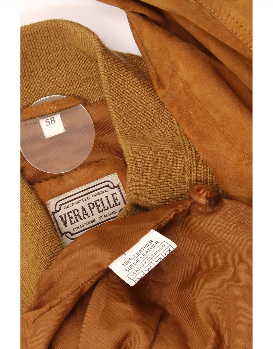 Vintage Ανδρικό Suede Bomber Jacket IT 58 4XL Καφέ Δερμάτινο Ρετρό