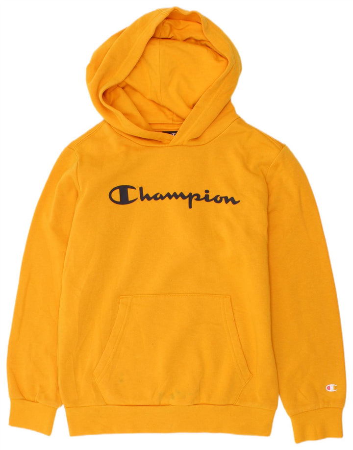 Champion Boys Graphic Hoodie Jumper 9-10 ετών Medium Yellow