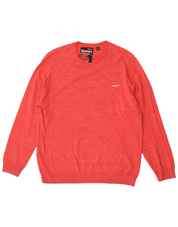 Superdry Ανδρικό πουλόβερ με λαιμόκοψη XL κόκκινο βαμβακερό