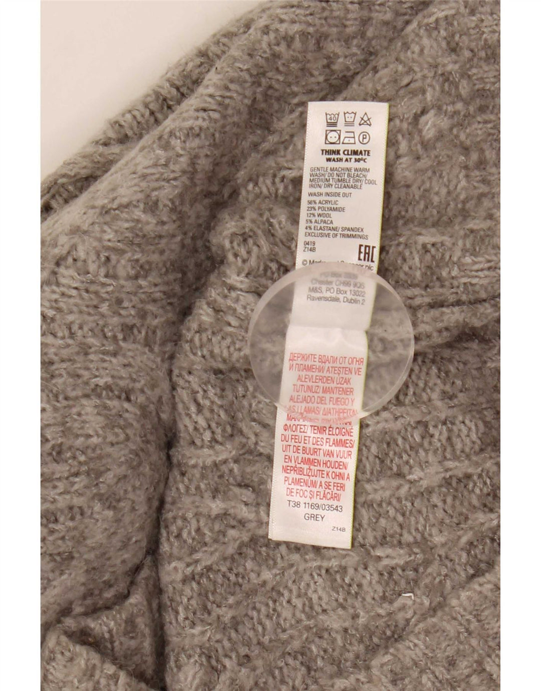 Marks & Spencer Γυναικείο πουλόβερ μεγάλου μεγέθους με ρολό λαιμόκοψη UK 14 Medium Grey