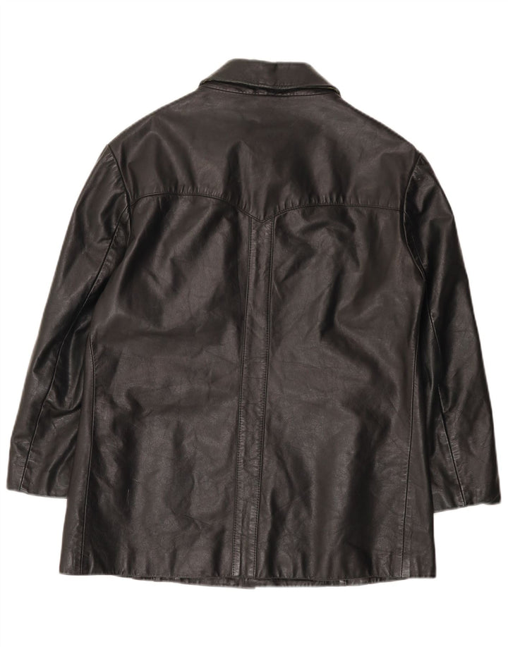 Ανδρικό δερμάτινο μπουφάν Henry Morell 3/4 μανίκι IT 52 XL μαύρο δέρμα