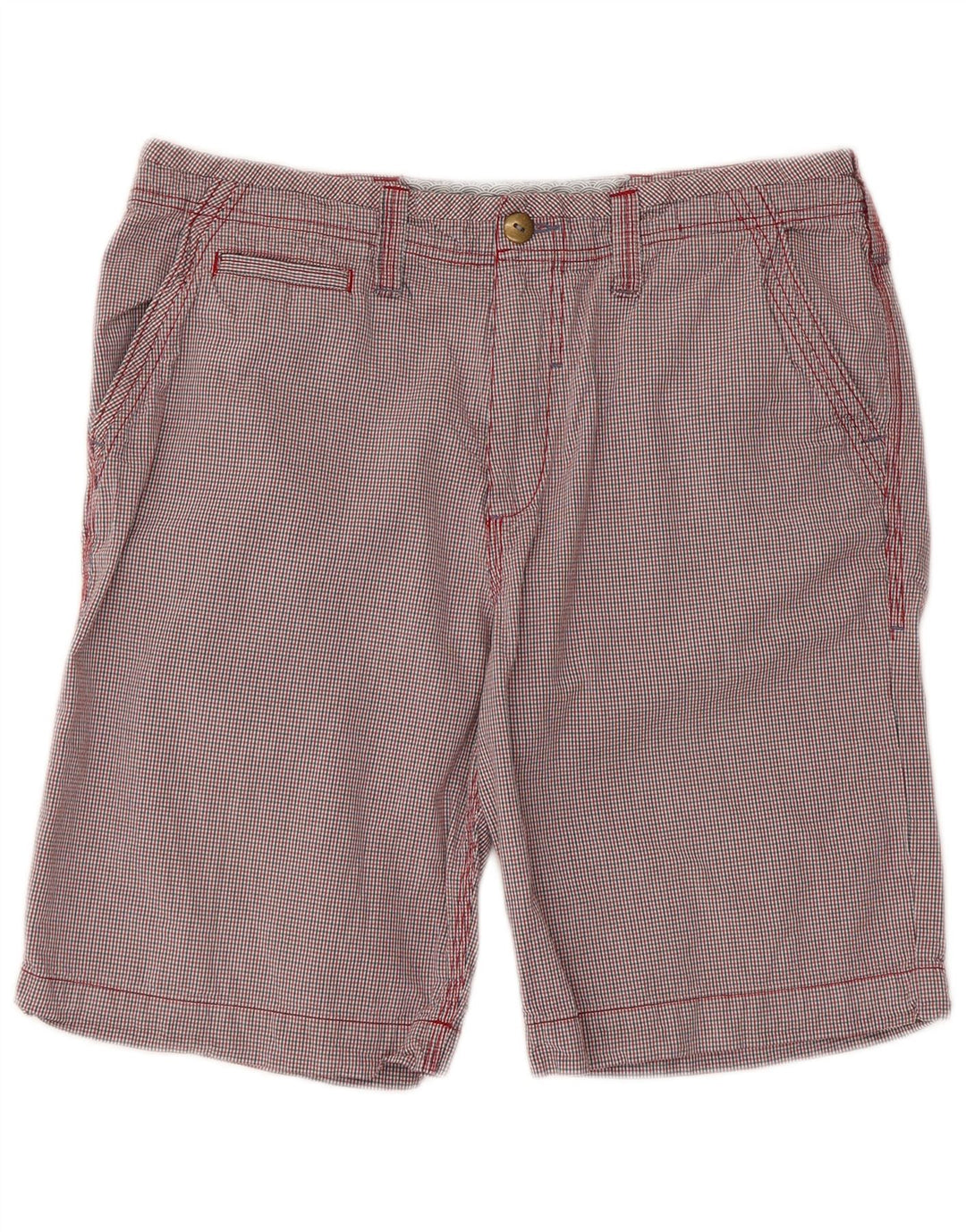 WHITE STUFF Ανδρικό σορτς Chino W34 Μεγάλο κόκκινο βαμβακερό Gingham