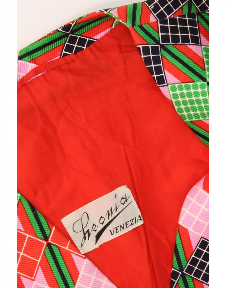 Vintage γυναικείο σακάκι blazer 4 κουμπιών UK 12 Medium πολύχρωμο γεωμετρικό