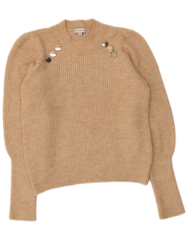 WAREHOUSE Γυναικείο πουλόβερ με λαιμόκοψη UK 12 Ακρυλικό μεσαίο μπεζ