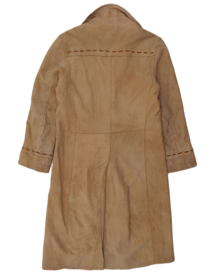 Vintage Γυναικείο Suede Leather Coat UK 12 Medium Beige Leather