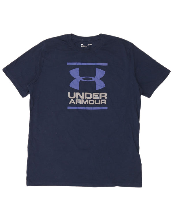 Under Armour Ανδρικό γραφικό T-Shirt Top Large Navy Blue από βαμβάκι