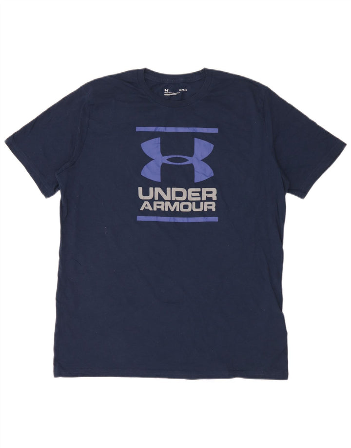 Under Armour Ανδρικό γραφικό T-Shirt Top Large Navy Blue από βαμβάκι