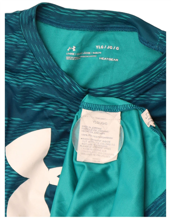 UNDER Armour Boys Heat Gear Graphic T-shirt Top 11-12 Years Large Blue