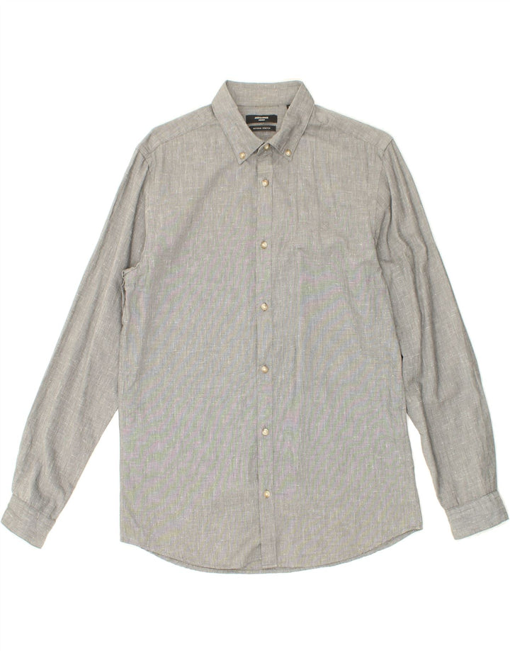 JACK & JONES Mens Shirt Medium Grey Flecked Cotton Vintage Jack & Jones and Second-Hand Jack & Jones from Messina Hembry 