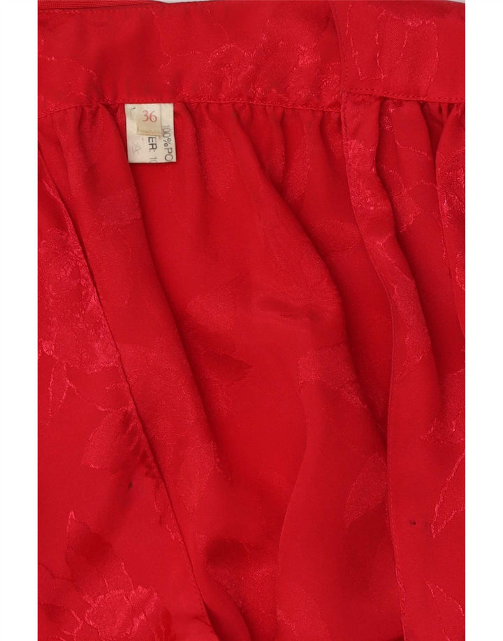 Vintage γυναικεία μπλούζα με μανίκια 3/4 Top EU 36 Small Red Floral Polyester